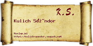 Kulich Sándor névjegykártya
