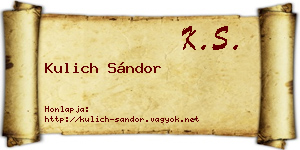 Kulich Sándor névjegykártya